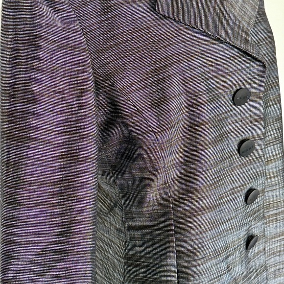 Elements by ESCADA Black and Gray Woven Metallic Blazer with Notched Lapel - Picture 4 of 9
